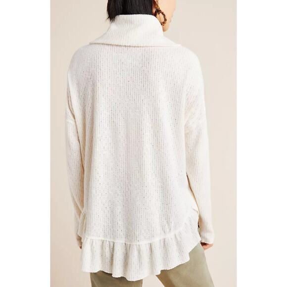 Anthropologie Maeve Top Addie Ruffle Hacci Pullover Cream Feminine Countryside - Picture 2 of 7